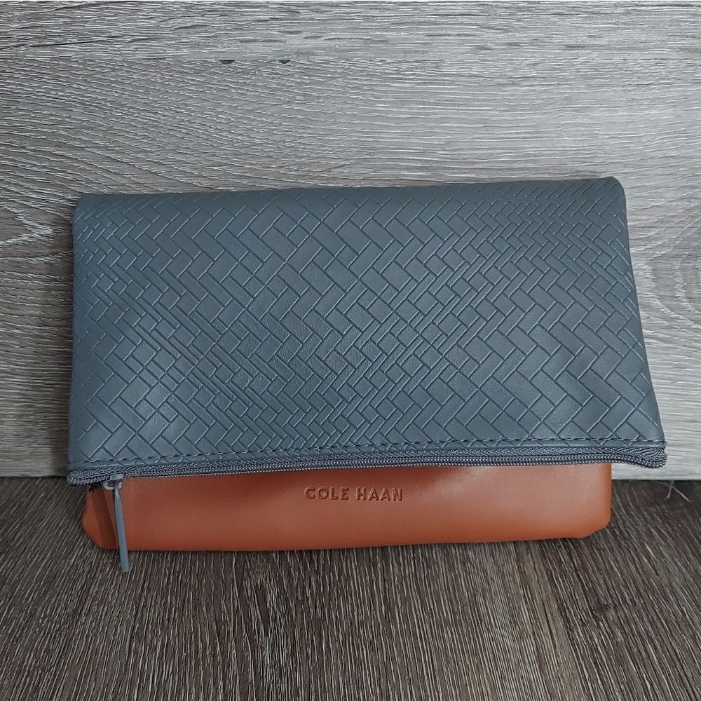 Cole Haan × American Airlines Gray and Brown Foldover Zippered Clutch